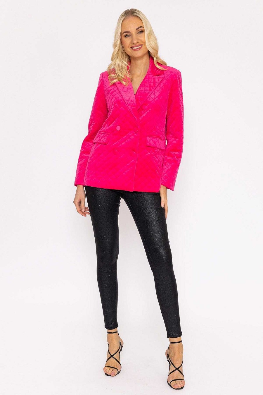 Blazers | Rowen Avenue Velvet Blazer In Fuchsia