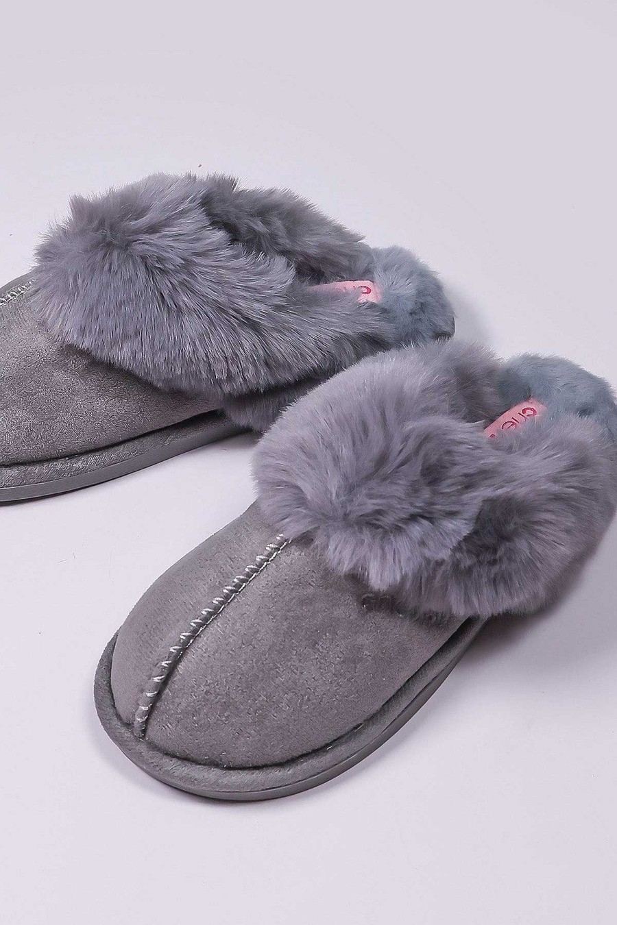 Nightwear | Cherish Accessories Faux Suede Mule In Grey