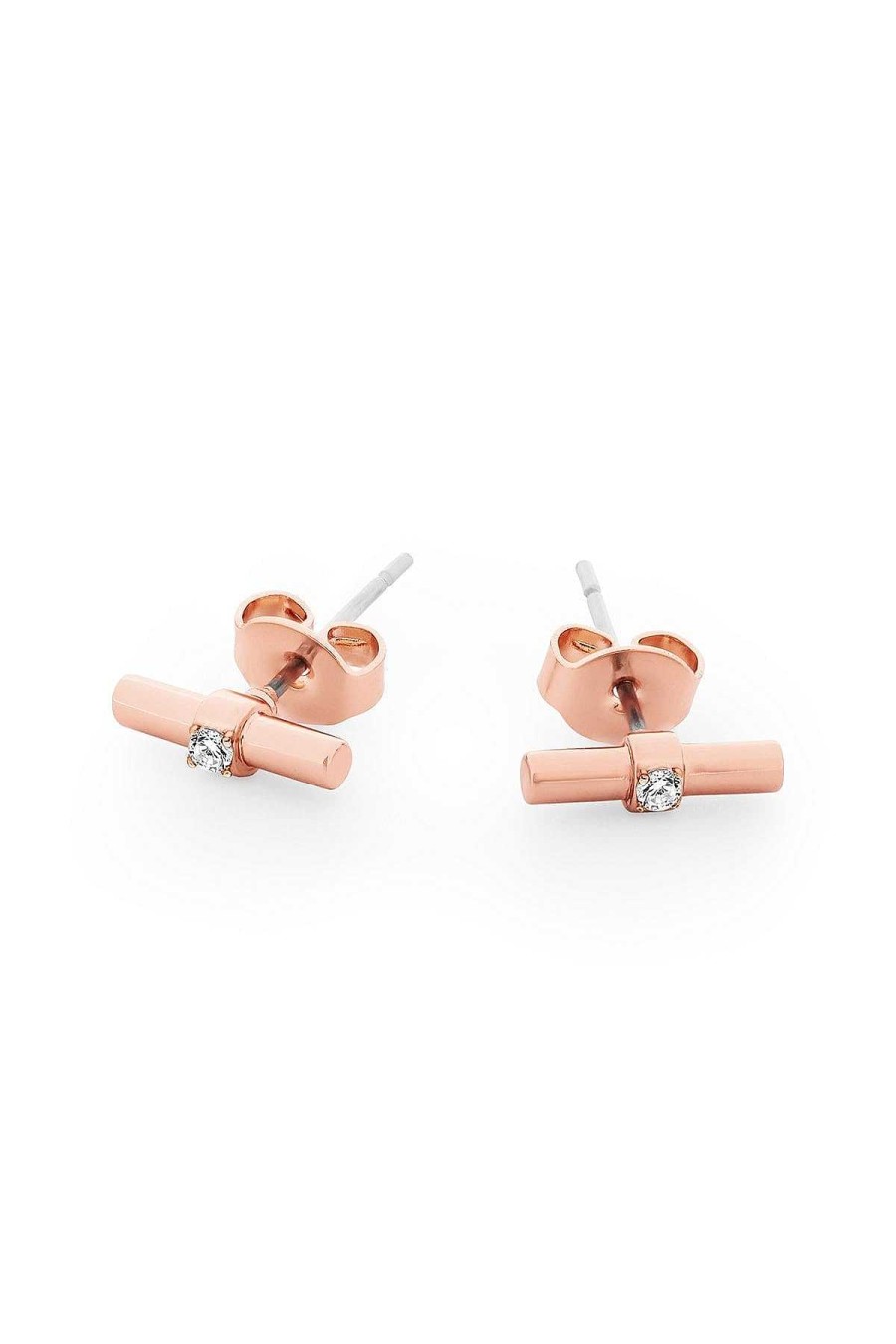 Boxed Gifts | Tipperary Crystal Jewellery T-Bar Earrings In Rose Gold