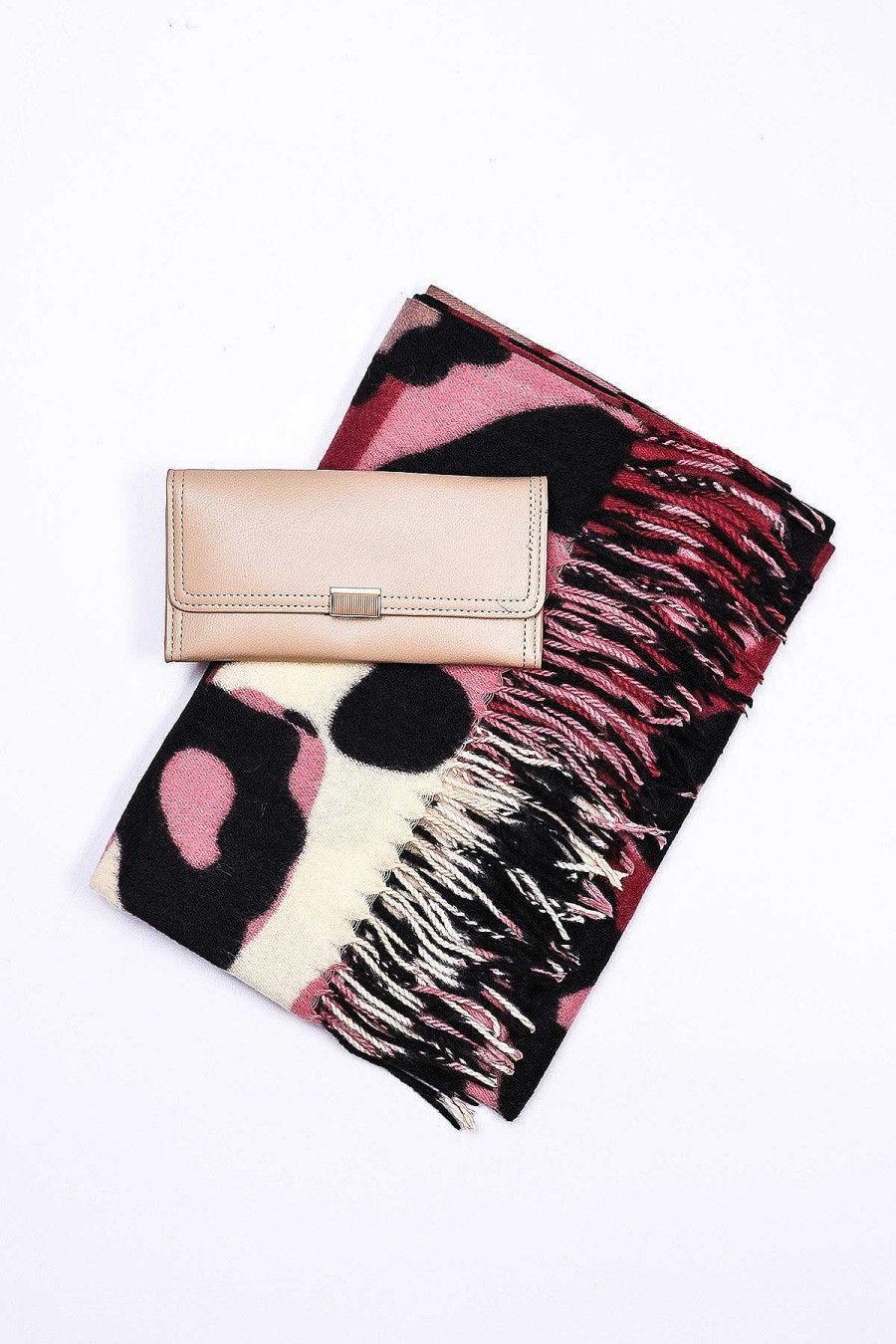 Gran | SOUL Accessories Animal Scarf And Purse Set In Pink Tones