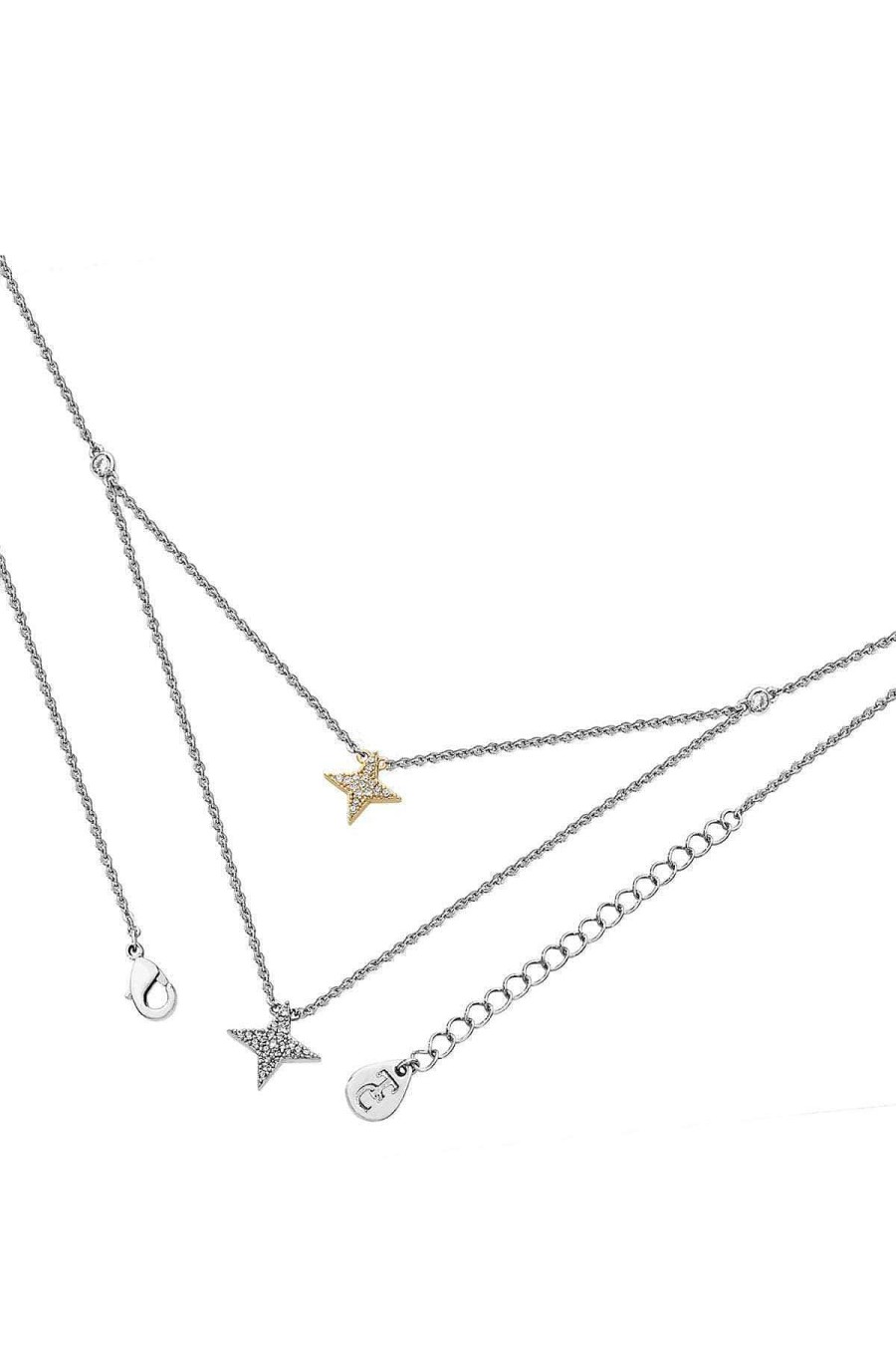 Boxed Gifts | Tipperary Crystal Jewellery Double Floating Star Necklace In Silver