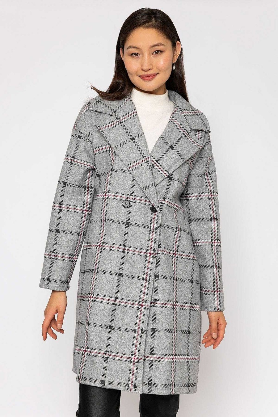 Coats & Jackets | Pala D'oro Check Coat In Grey