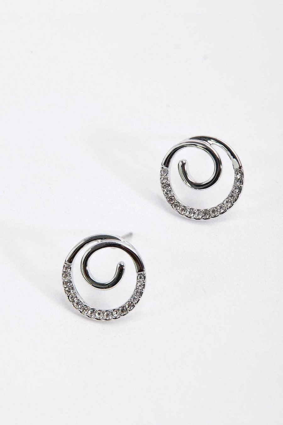 Boxed Gifts | Soul Jewellery Spiral Silver Diamante Earrings