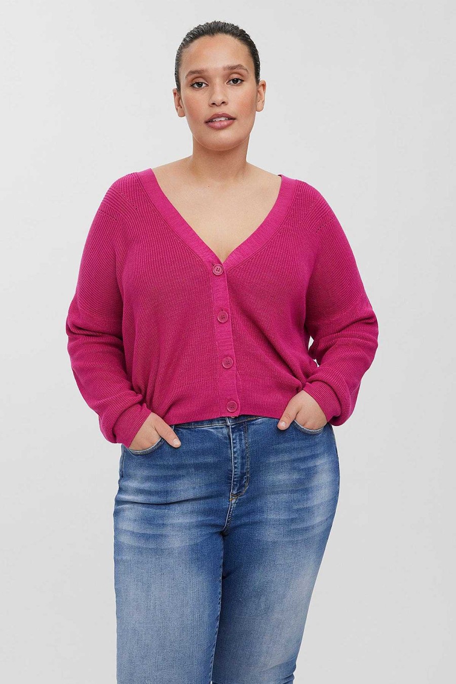 Jumpers & Cardigans | Vero Moda Curve Curve - Tulex Cardigan In Berry