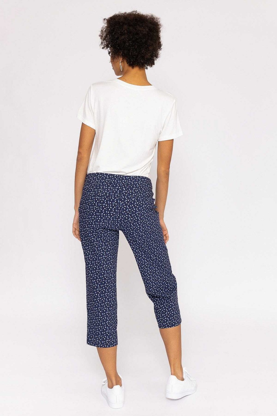 Jeans & Trousers | Kelly & Grace Weekend Bengaline Crop Pants In Navy Print