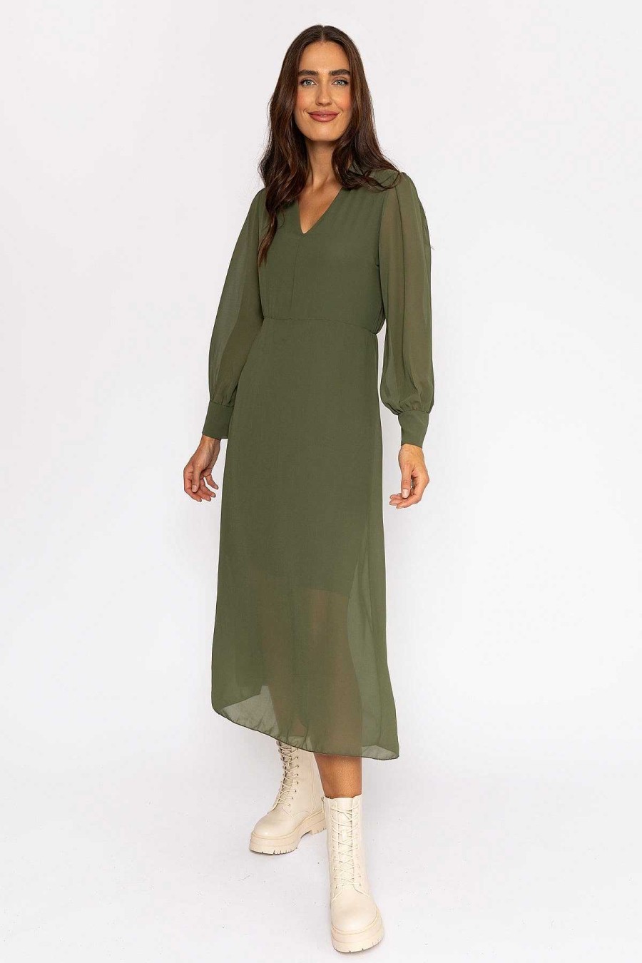 Sale Dresses | Pala D'oro Jodie Midi Dress In Khaki