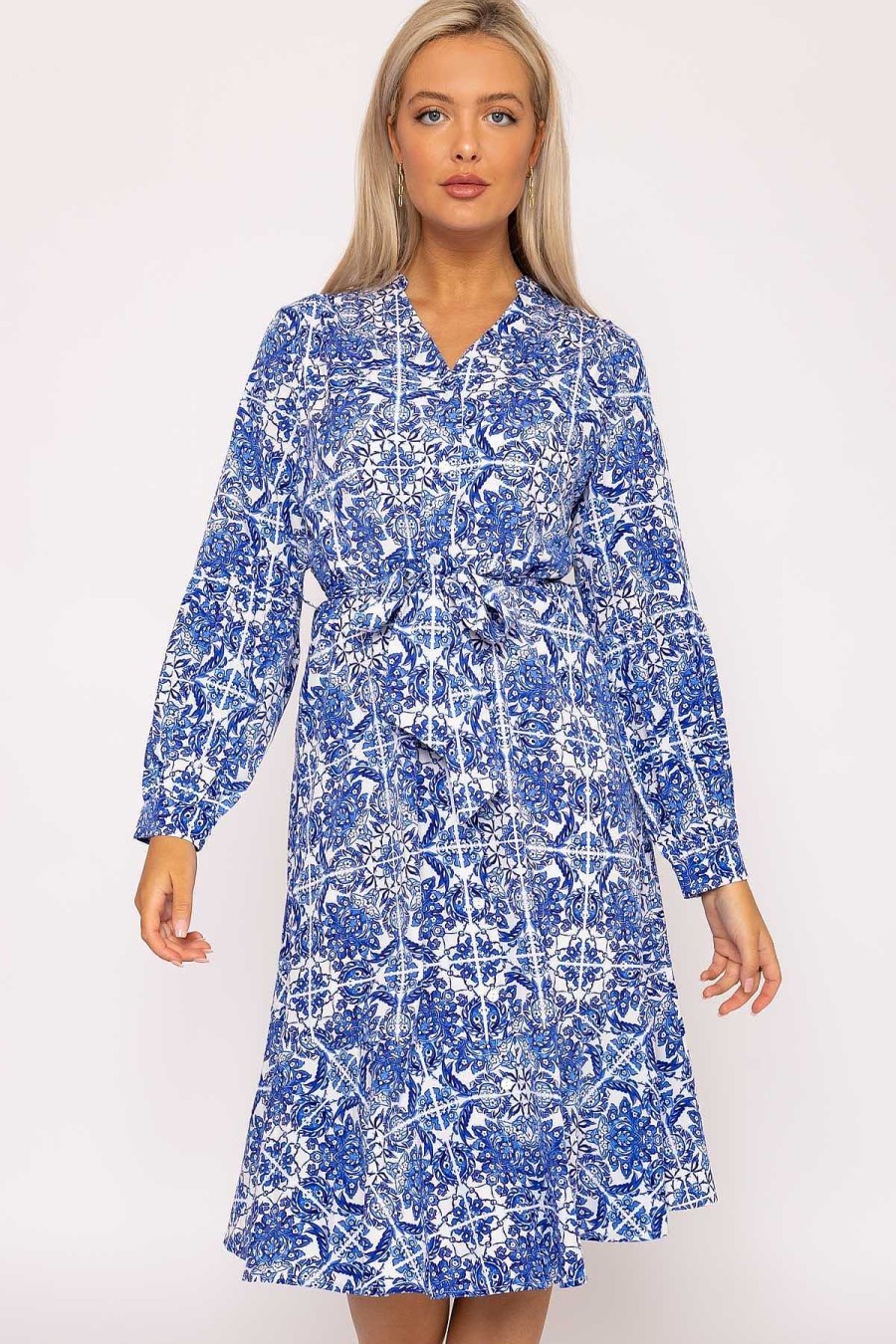 Sale Dresses | Rowen Avenue Norah Blue Printed Midi Dress