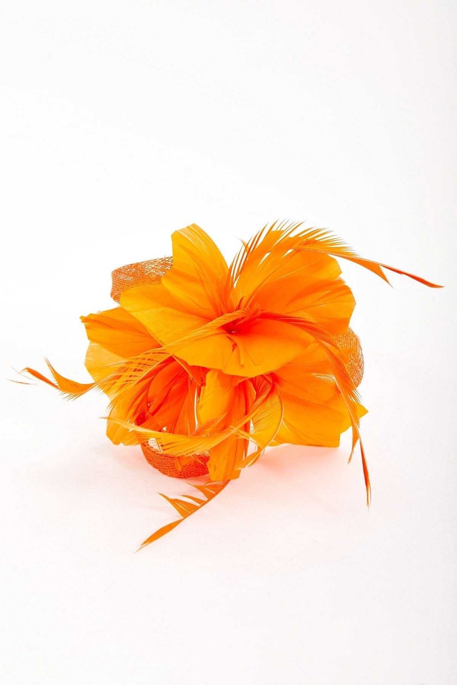 Fascinators | SOUL Accessories Orange Feather Flower Fascinator