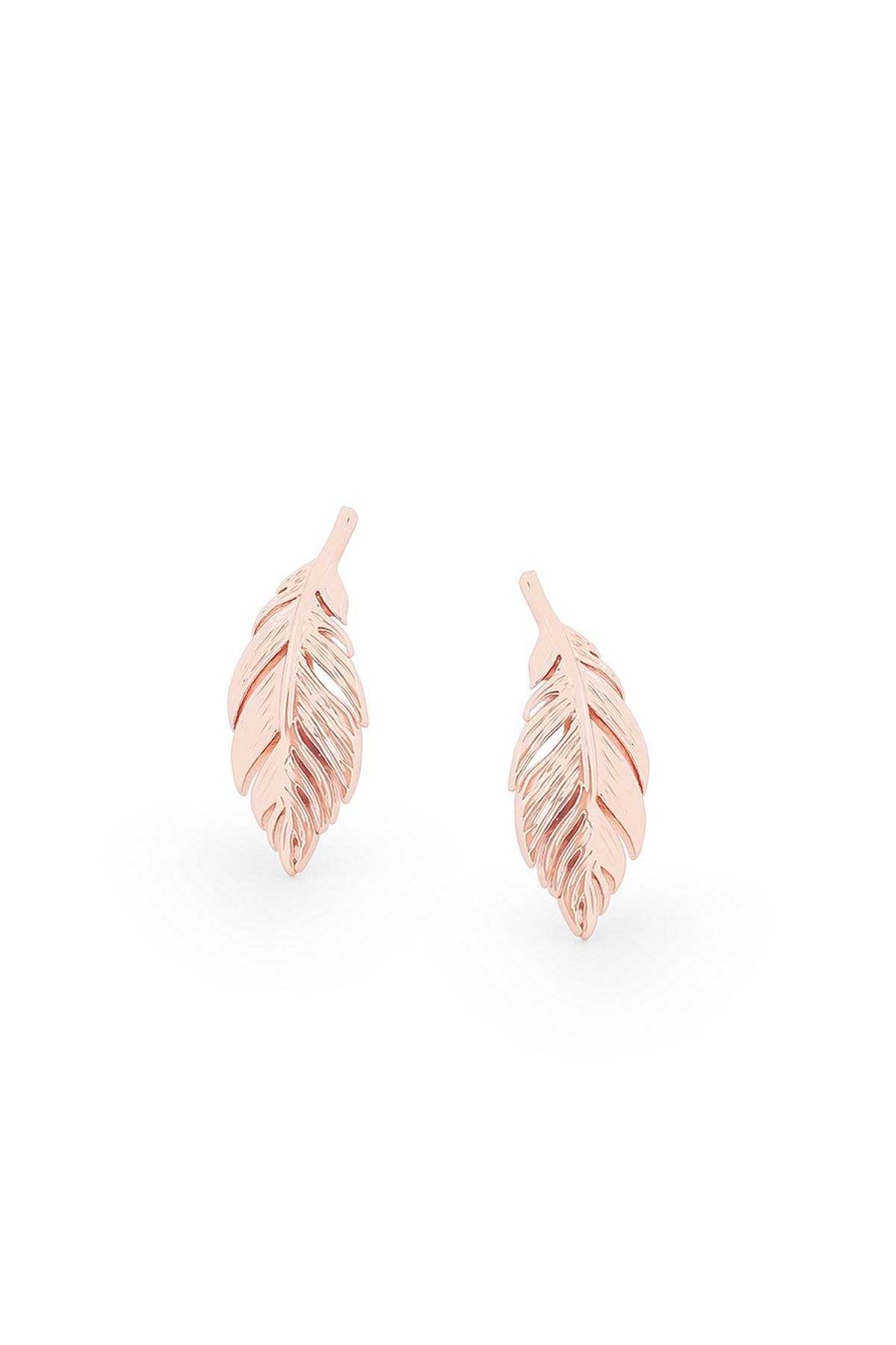 Earrings | Tipperary Crystal Jewellery Feather Mini Stud Earrings In Rose Gold