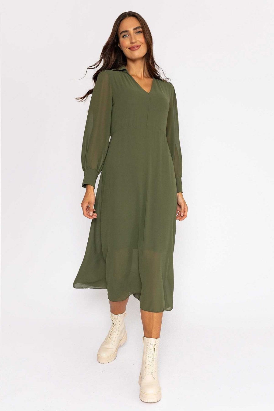 Sale Dresses | Pala D'oro Jodie Midi Dress In Khaki