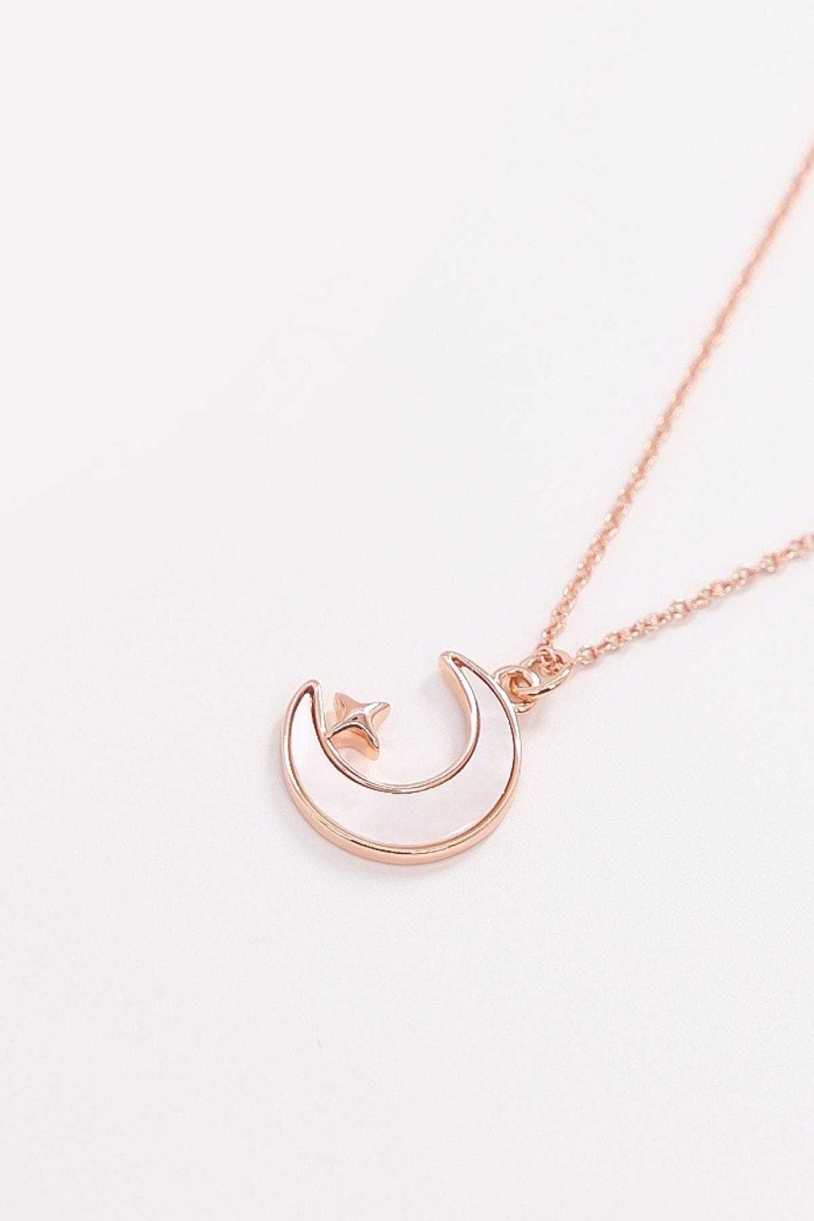 As Seen On Social | Cherish Star And Moon Necklace In Rose Gold