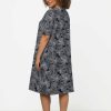 Dresses | Ulla Popken Black Monstera Print Short Sleeve Midi Dress