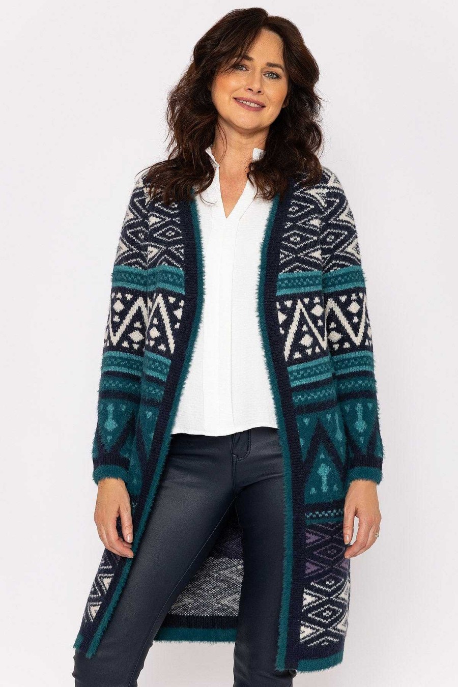 Jumpers & Cardigans | Voulez Vous Aztec Longline Cardigan In Teal