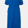 Dresses | Ulla Popken Blue Short Sleeve Drawstring Waist Midi Dress