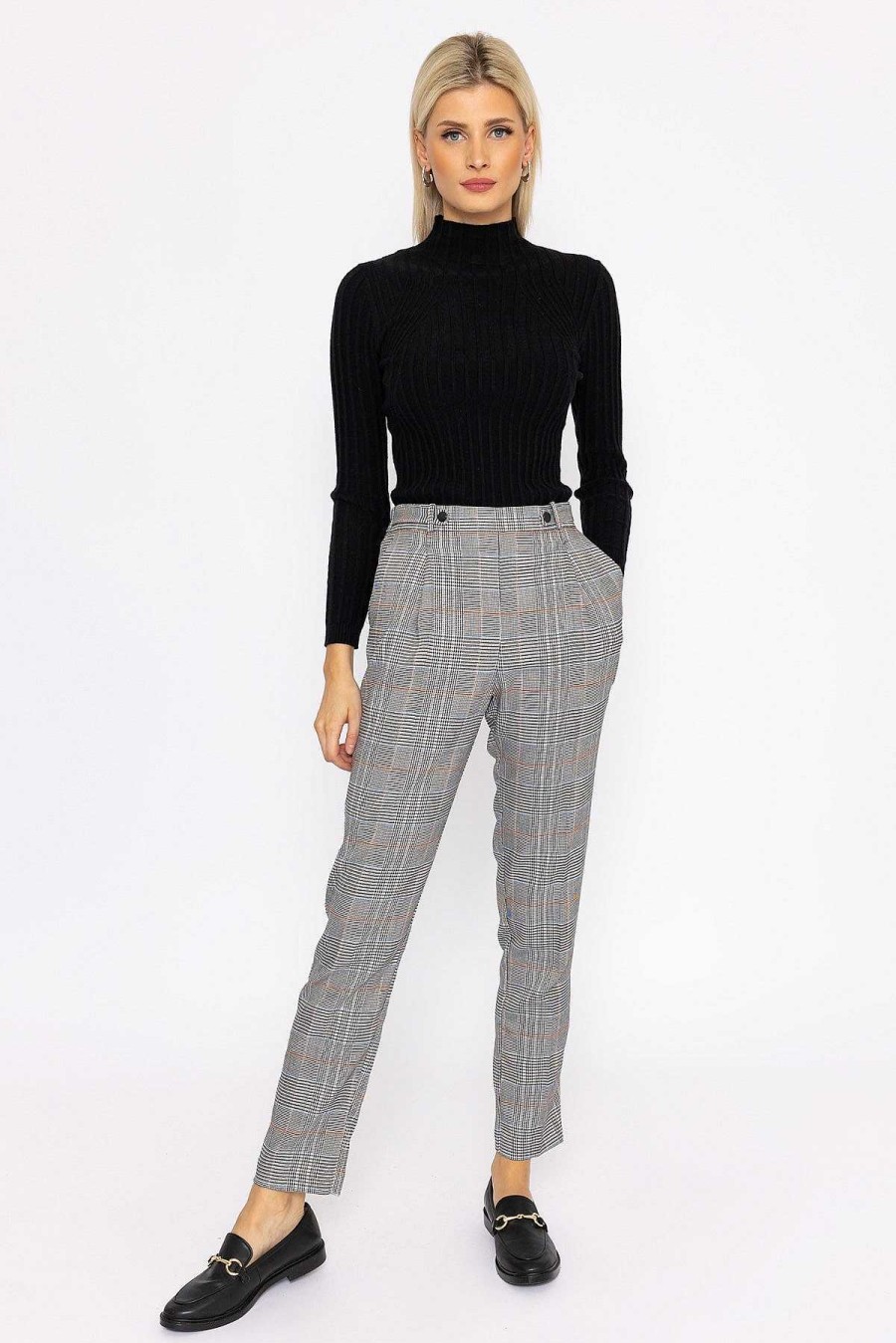 Jeans & Trousers | Rowen Avenue Button Detail Tailored Pant In Check Print