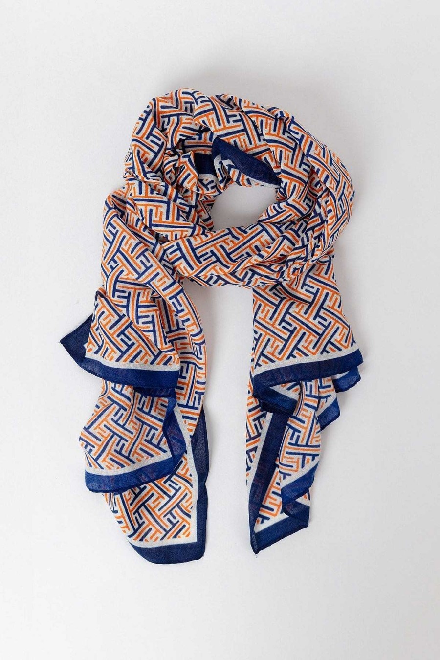 Accessories | Pala D'oro Accessories Geo Print Scarf In Navy