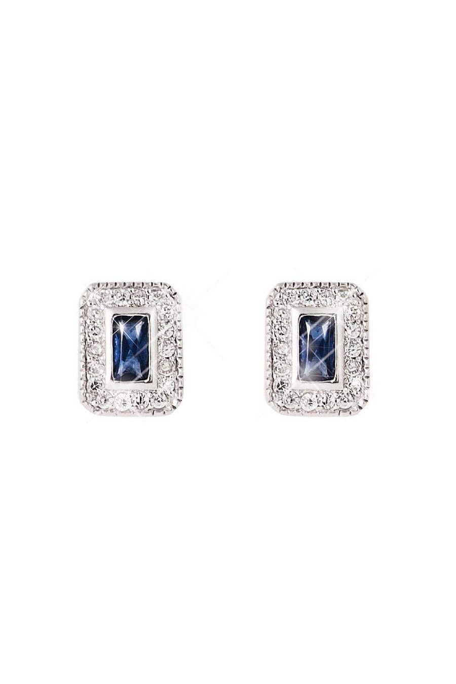 Boxed Gifts | Tipperary Crystal Jewellery Silver Earrings With Sapphire Centre