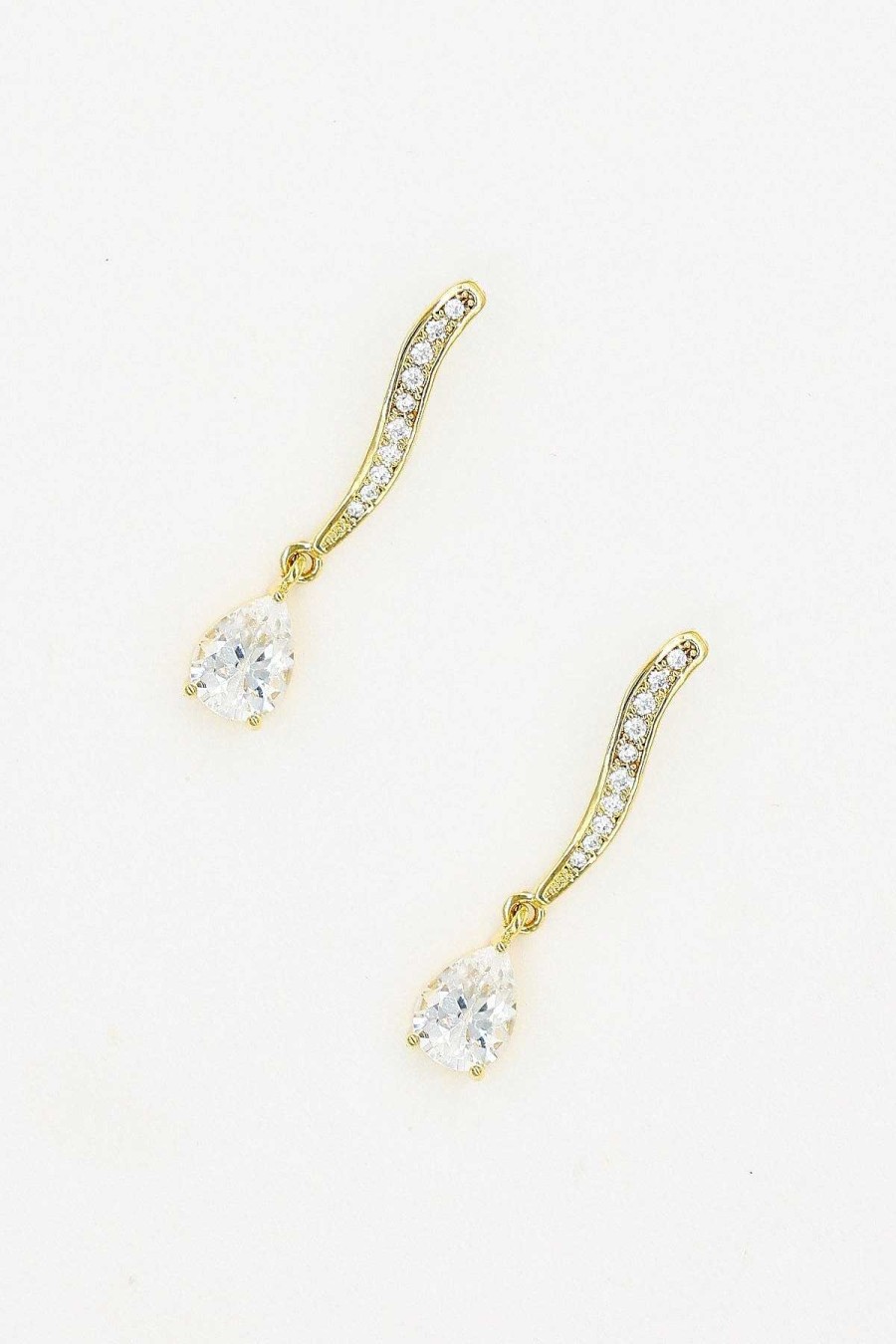 Earrings | Joularie Long Diamante Drop Earrings