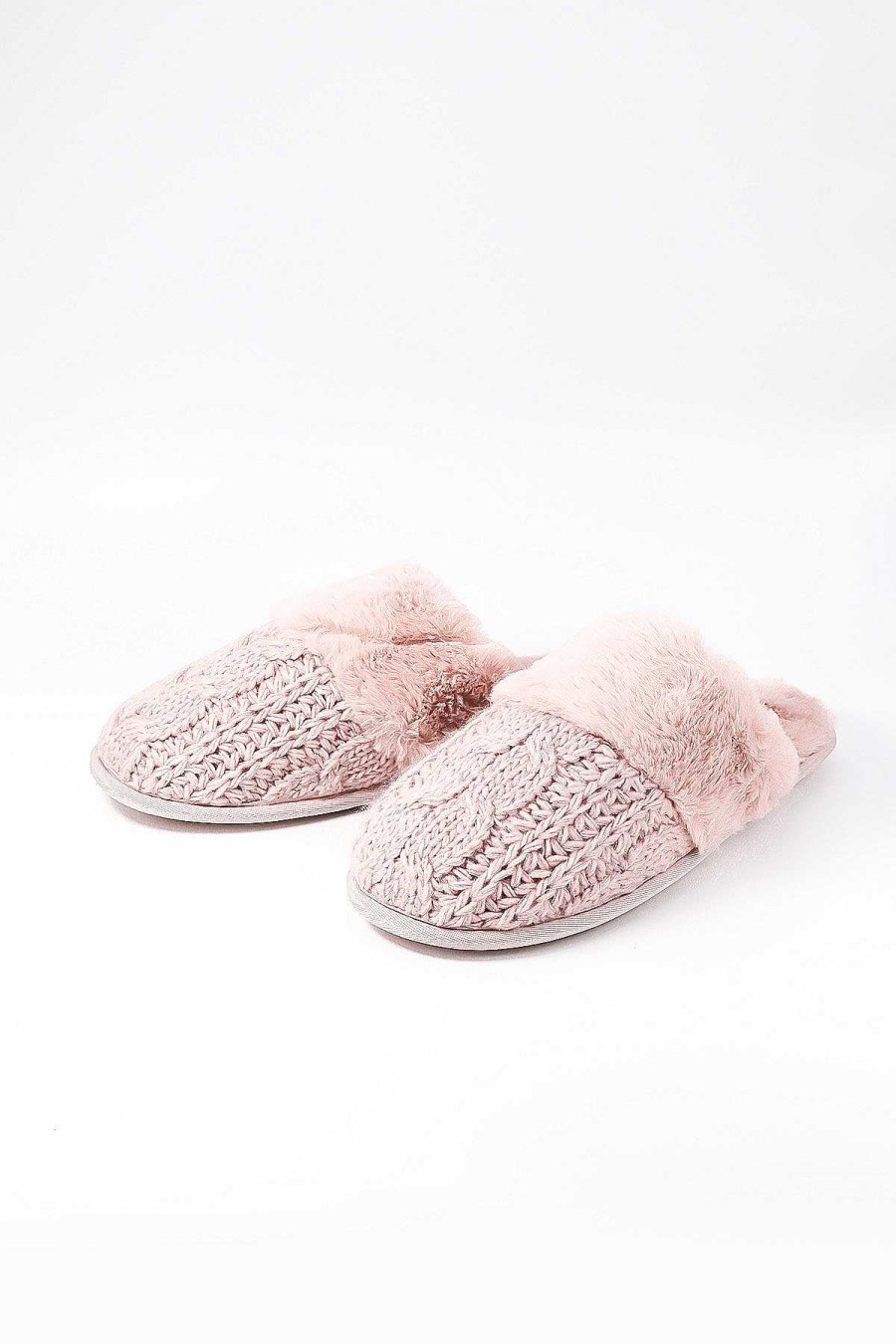 Nightwear | Cherish Accessories Cable Knit Slippers In Pink