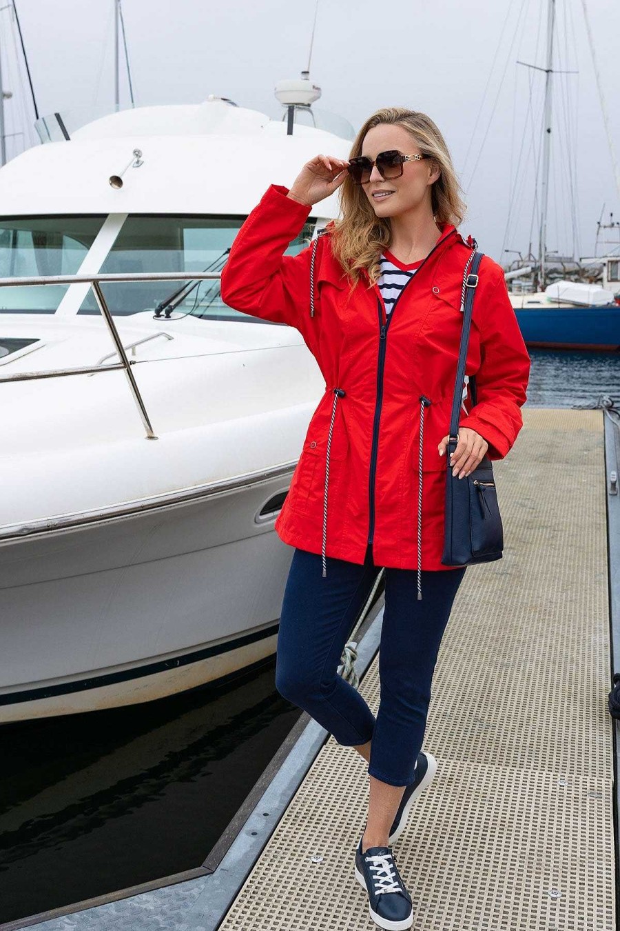 Coats & Jackets | West Quay Drawstring Jacket With Stripe Lining In Red