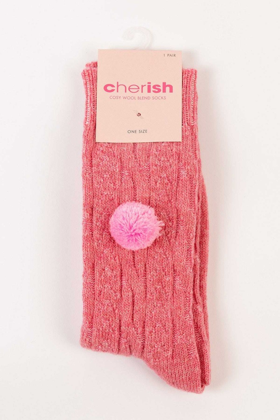 Nightwear | Cherish Accessories Wool Blend Pom Pom Socks In Pink