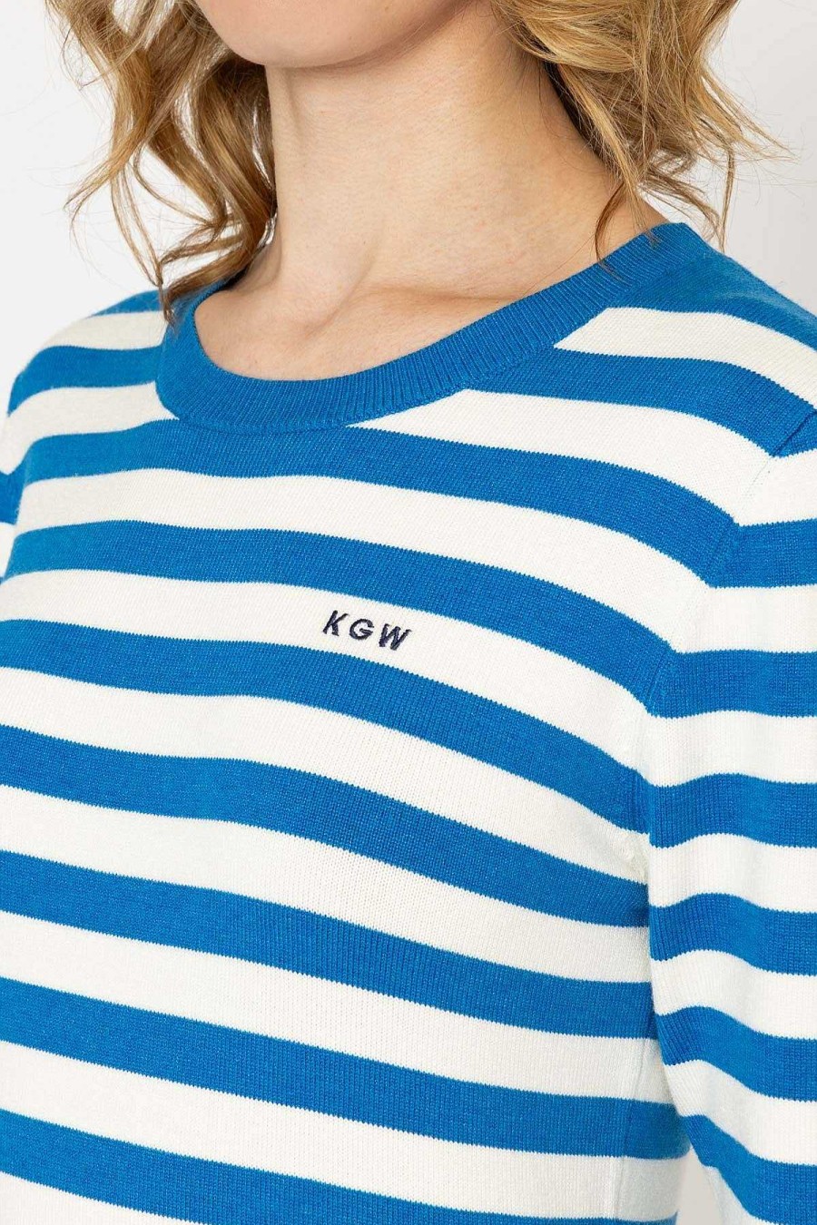 Jumpers & Cardigans | Kelly & Grace Weekend Stripe Crew Neck In Navy