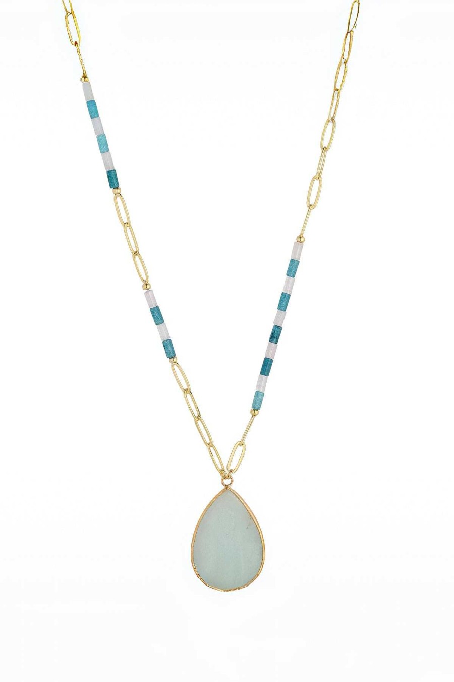 Necklaces | Knight & Day Blue Amazon Gemstone Mid Length Necklace