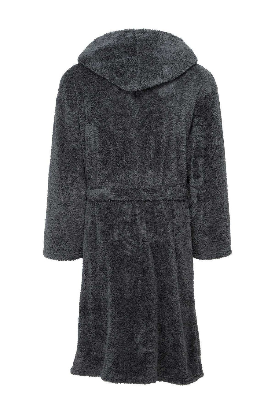 Nightwear | Marlon Sleepwear Mens Sherpa Hooded Fleece Robe In Charcoal