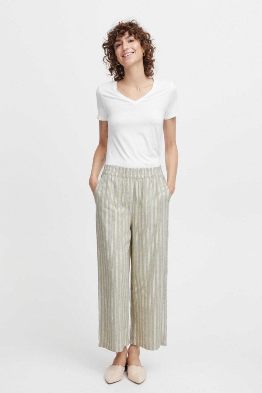 Jeans & Trousers | B.Young Byfalakka Beige Cropped Trousers