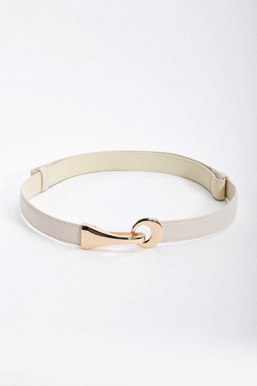 April Edit | SOUL Accessories Adjustable Gold Clasp Belt In Cream