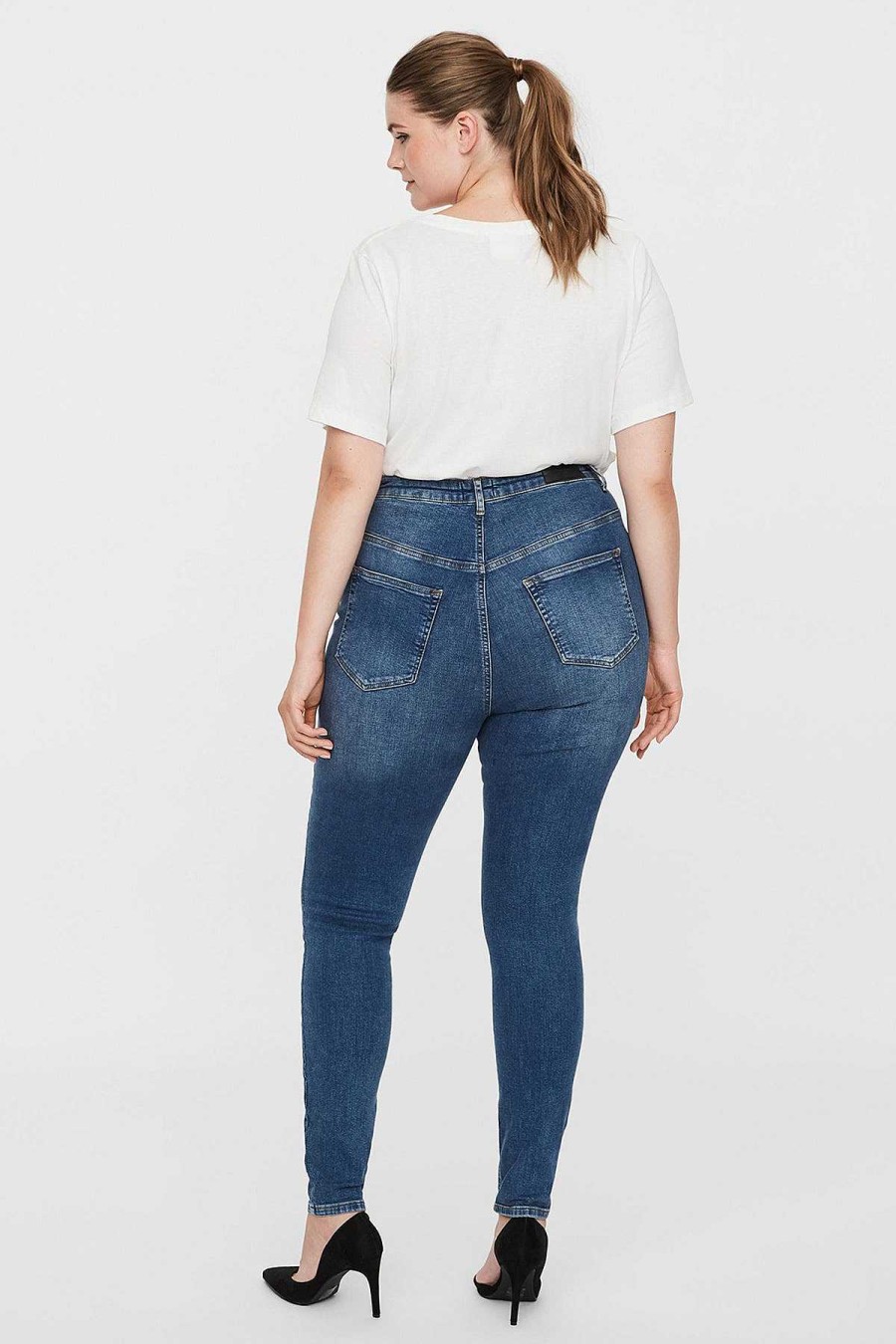 Jeans & Trousers | Vero Moda Curve Curve - Lora High Waist Jeans In Medium Blue Denim