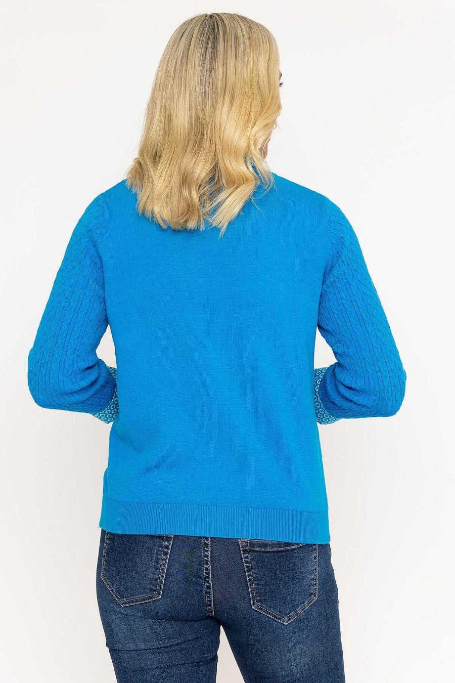 Jumpers & Cardigans | Voulez Vous Blue Cable Knit Sweater With Shirt Collar