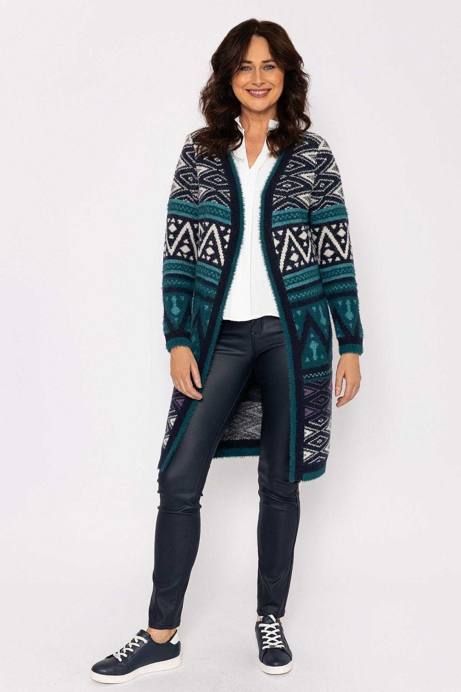 Jumpers & Cardigans | Voulez Vous Aztec Longline Cardigan In Teal