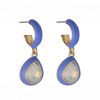 Earrings | Knight & Day Purple Enamel And Opal Hoop Drop Earrings