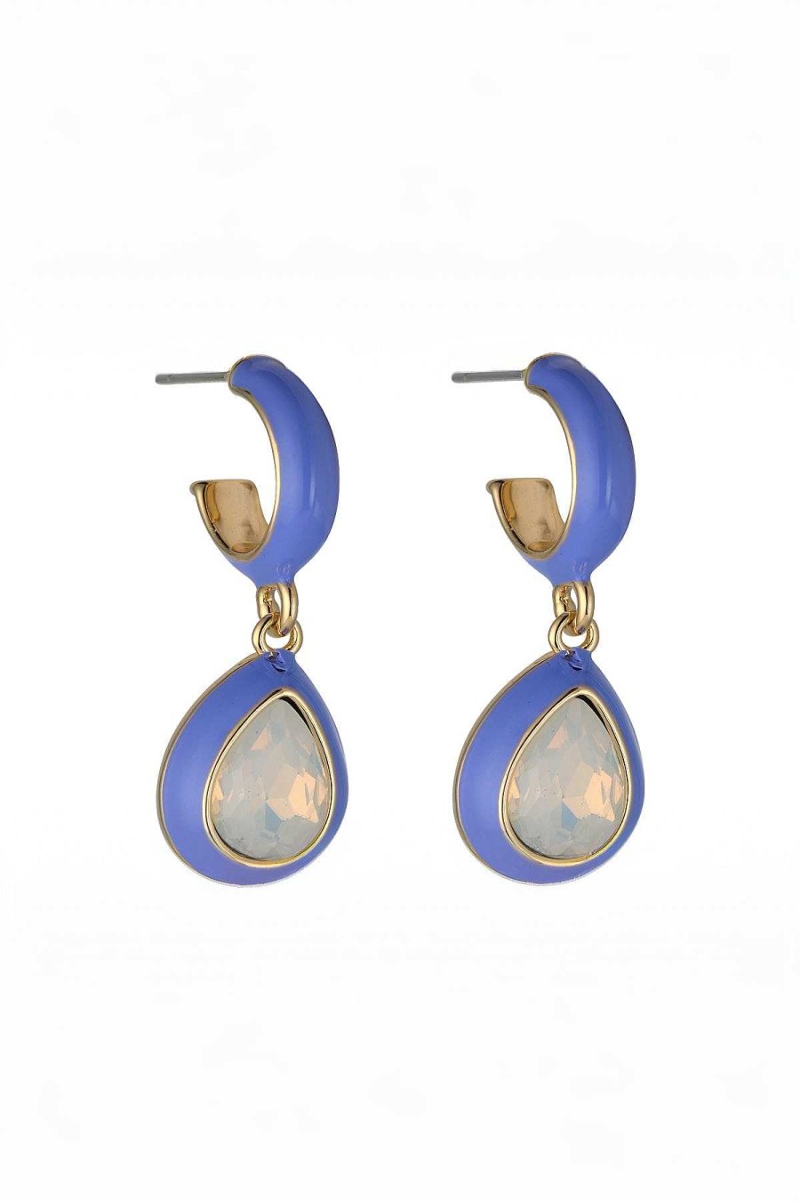 Earrings | Knight & Day Purple Enamel And Opal Hoop Drop Earrings