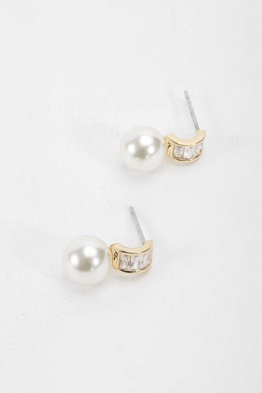 Boxed Gifts | Joularie Gold Tone Drop Pearl Earrings