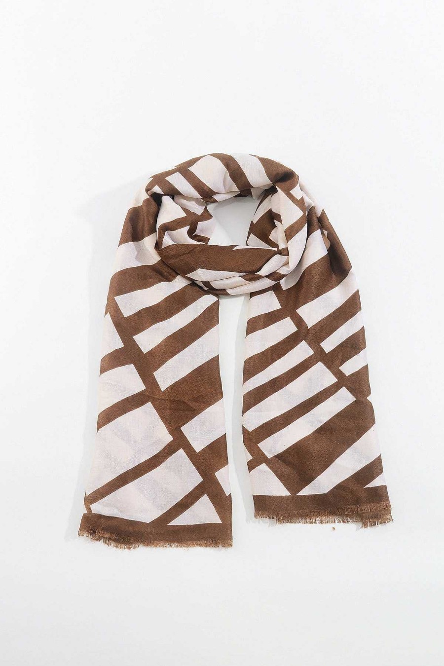 Accessories | SOUL Accessories Mono Print Scarf In Brown