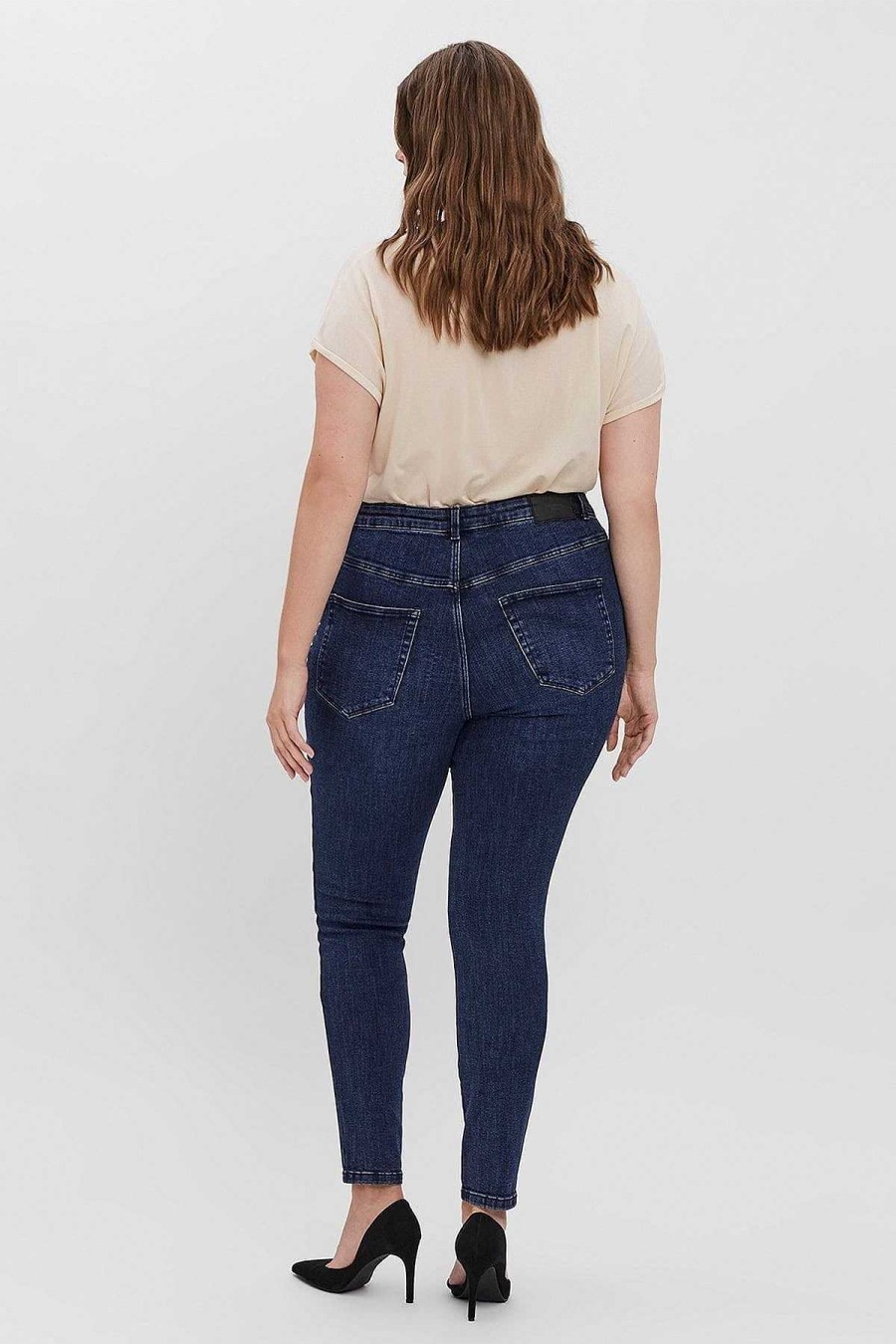 Jeans & Trousers | Vero Moda Curve Curve - High Waist Jeans In Dark Blue Denim