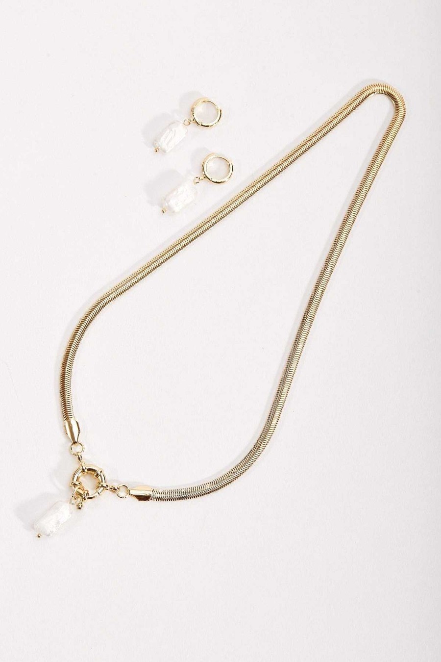 Boxed Gifts | Soul Jewellery Gold Snake Chain Pearl Pendant Necklace