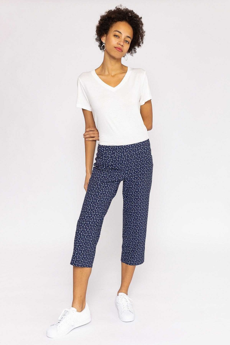 Jeans & Trousers | Kelly & Grace Weekend Bengaline Crop Pants In Navy Print