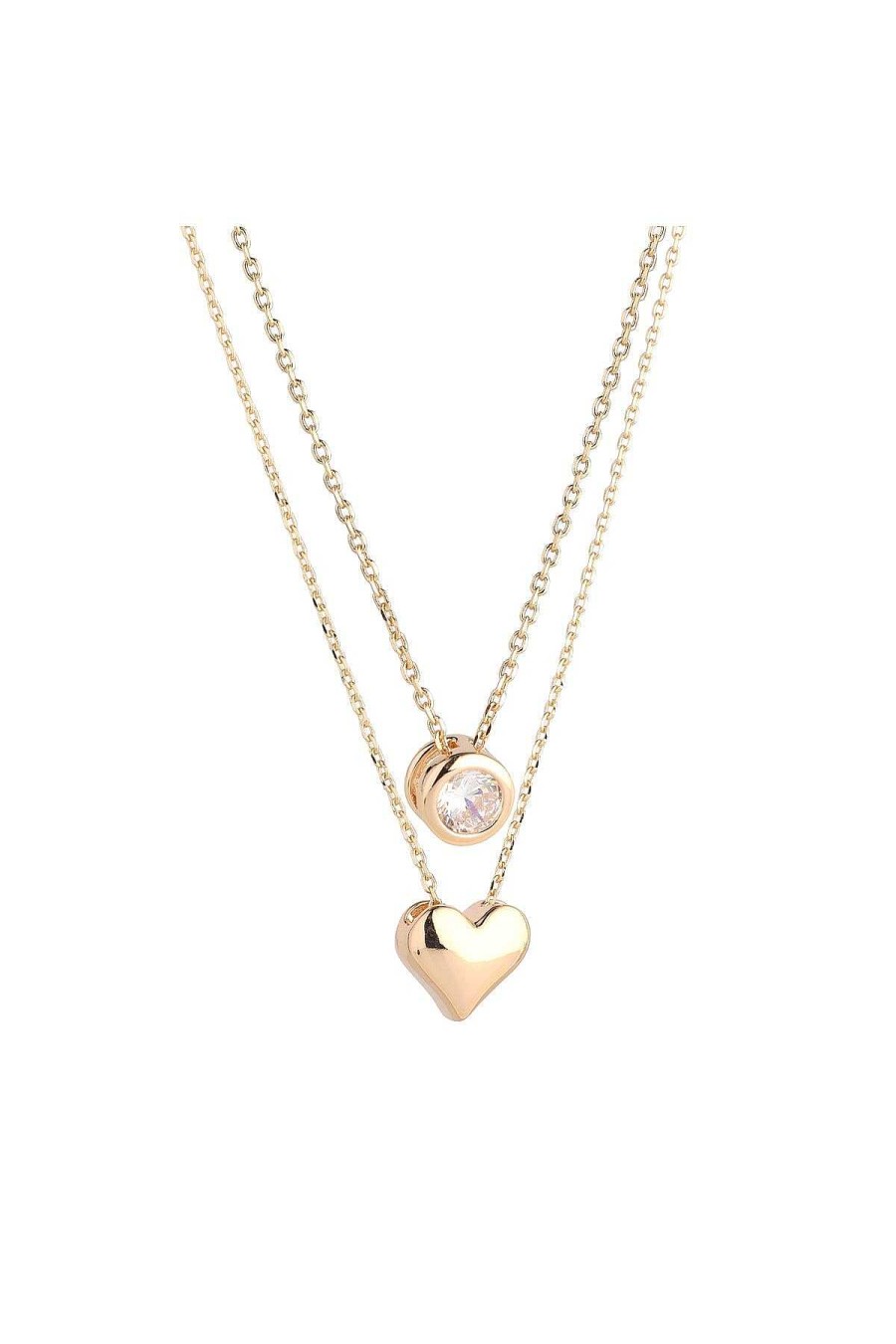 Boxed Gifts | Knight & Day Gold Duo Heart & Solitaire Necklace