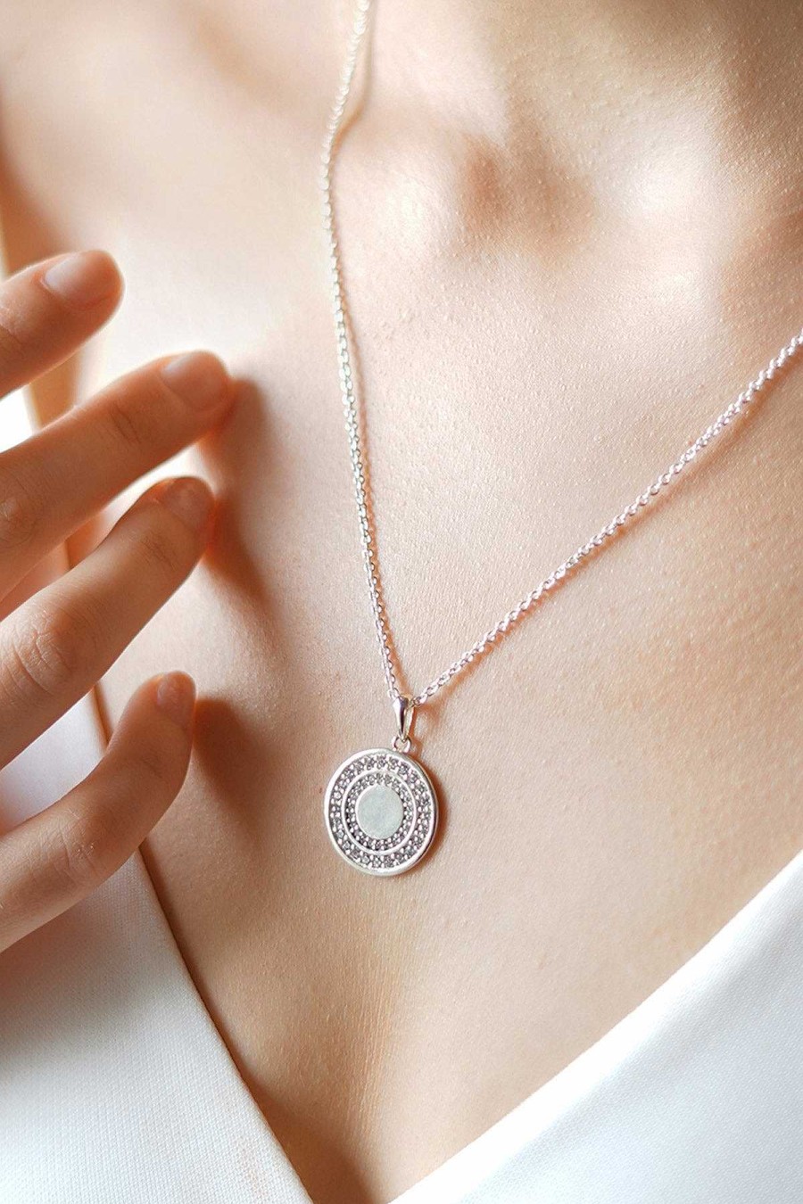 Necklaces | Newbridge Silverware Jewellery Circular Pendant With Clear Stones