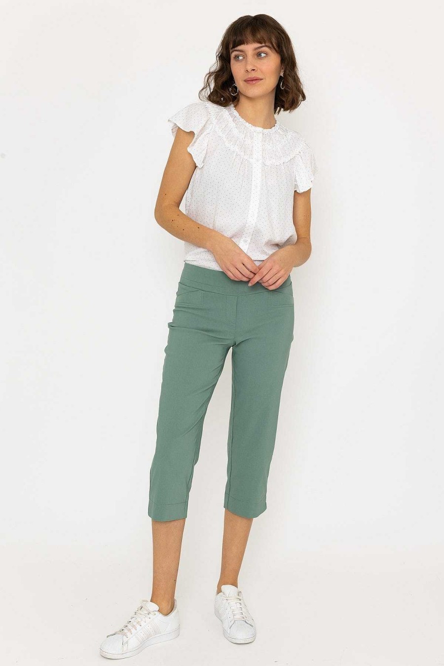 Jeans & Trousers | Kelly & Grace Weekend Bengaline Crop Pant In Khaki