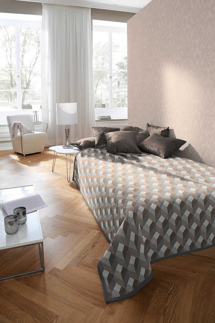 Homeware | Biederlack Cream Geometric Throw