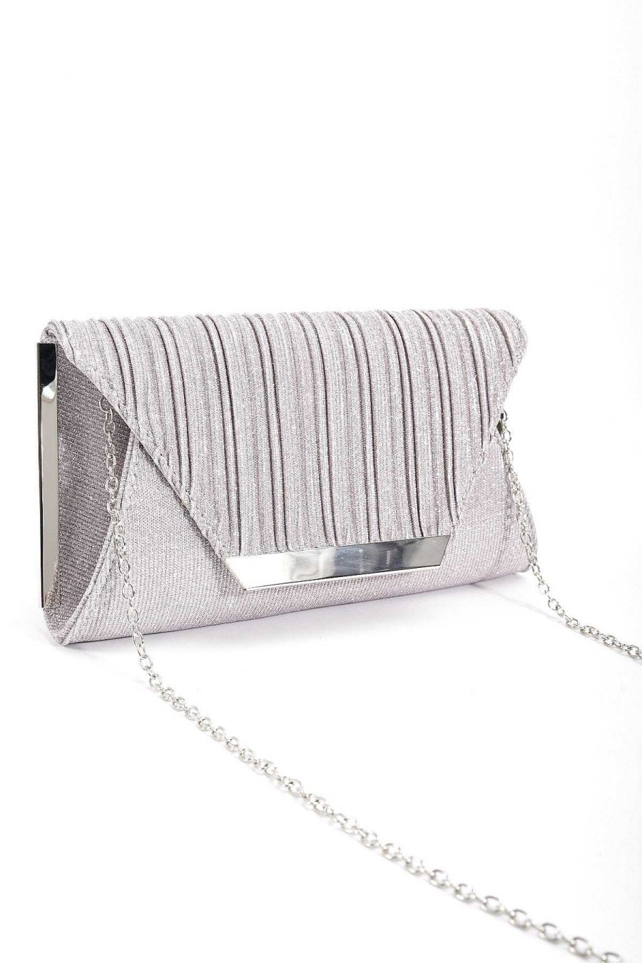 Accessories | SOUL Accessories Sparkle Pleated Front Clutch In Silver