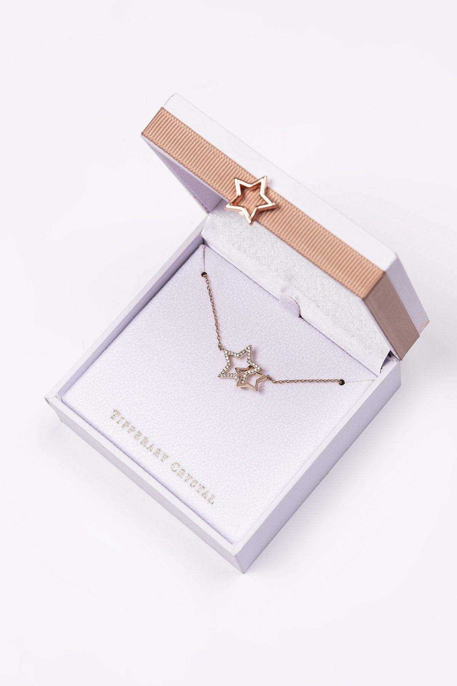 Boxed Gifts | Tipperary Crystal Jewellery Interlocking Star Pendant In Rose Gold