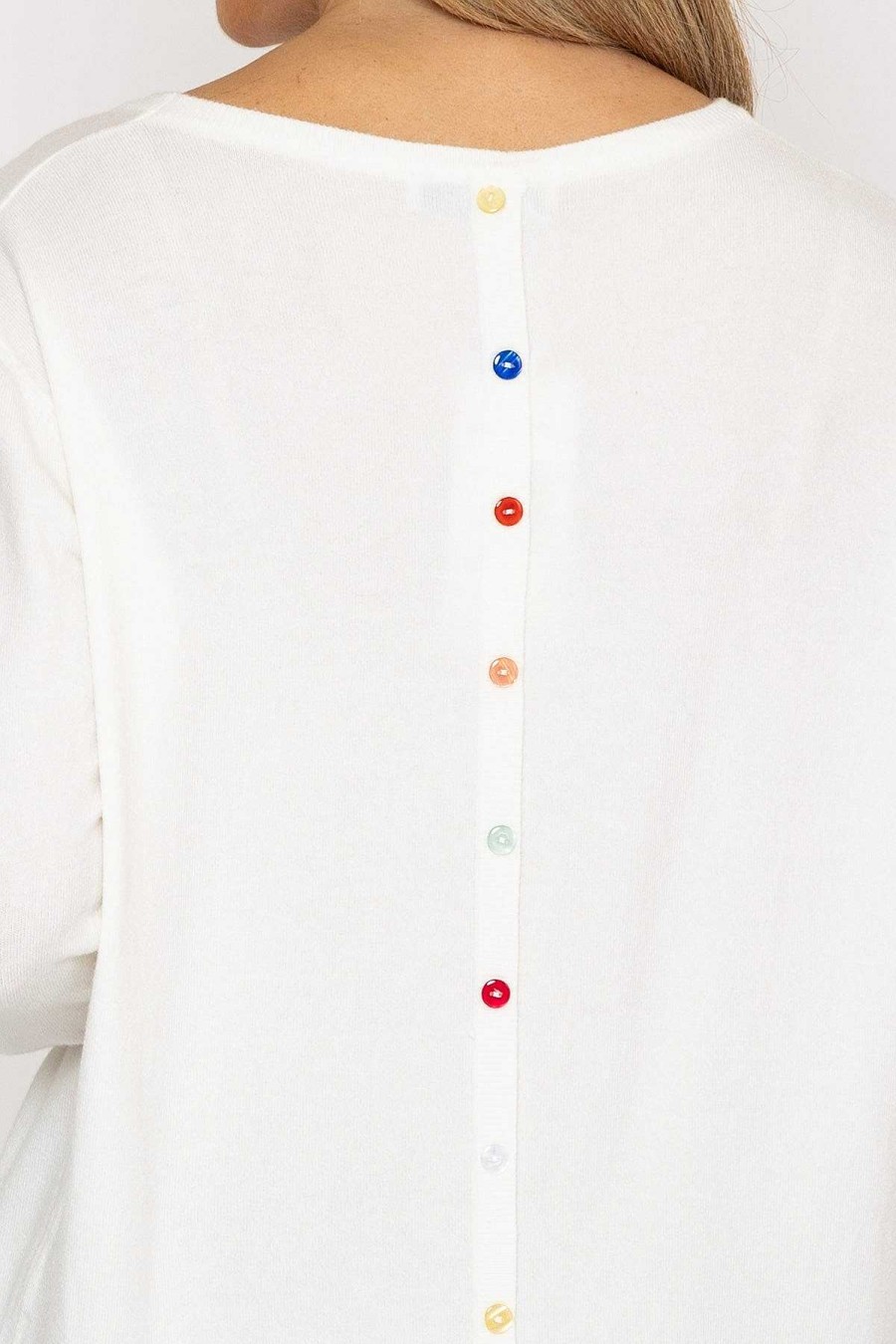 Jumpers & Cardigans | J'aime la Vie Button Detail Knit In White