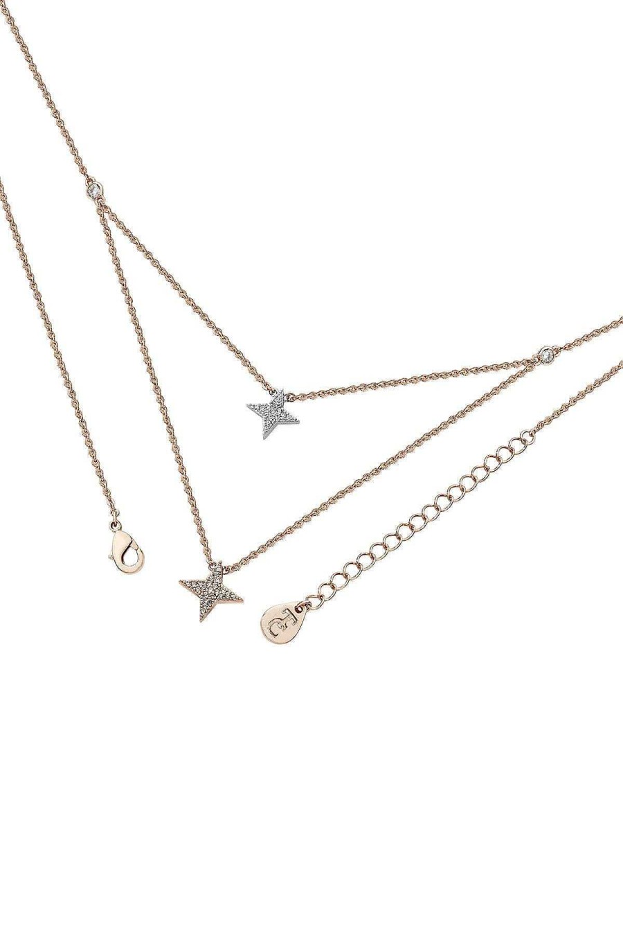 Boxed Gifts | Tipperary Crystal Jewellery Double Floating Pave Star Necklace In Rose Gold