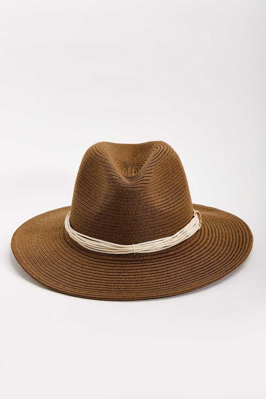 Hats | SOUL Accessories Brown Straw Hat With Gold Clasp Detail