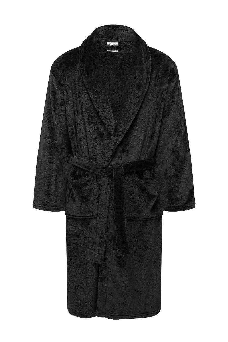 Nightwear | Marlon Sleepwear Mens Collared Fleece Robe In Black